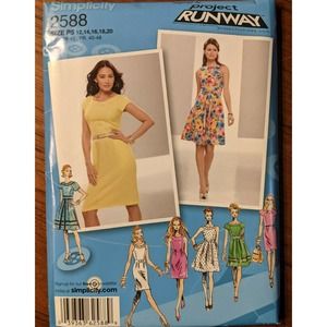 Project Runway Simplicity Pattern 2588 Summer Dresses Petite 12-20 Uncut